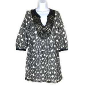 Diabless Women's Studded Ikat Tunic Blouse Top Mini Dress Size S
